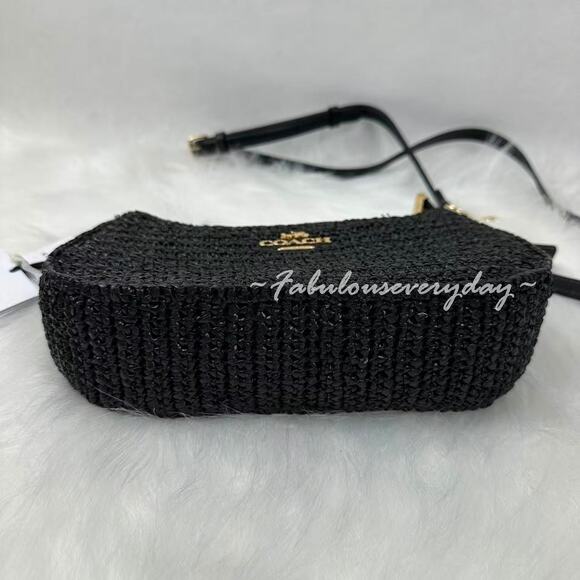 Coach Teri Shoulder/Crossbody Bag In Straw/Gold/Black CBI17 NWT - Picture 8 of 8